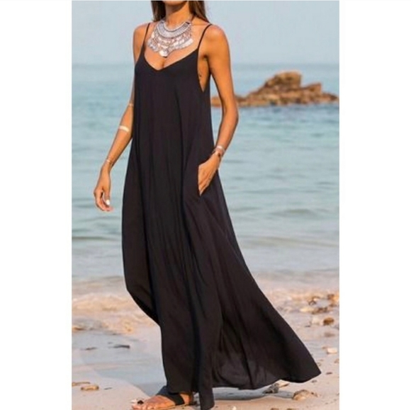 Carols Boutique Other - ONLY XL LEFT! Black Oversized Maxi Cover Up Dress Boho Beach Vacation